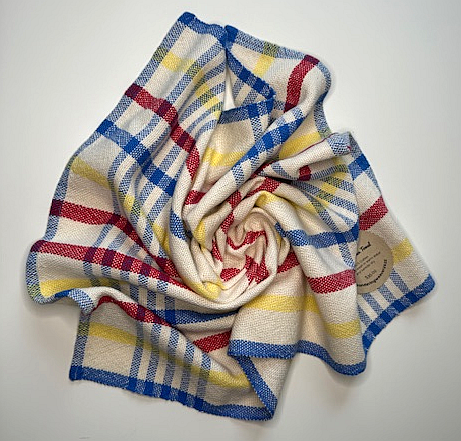 Handwoven Primary Colours Striped Tea Towel - 1 (100% Cotton)