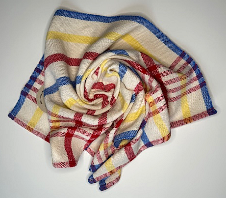 Handwoven Primary Colours Striped Tea Towel - 2 (100% Cotton)