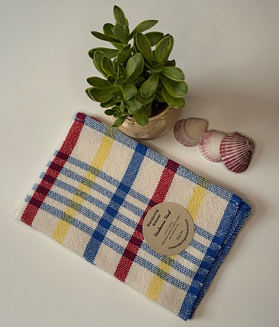 Handwoven Primary Colours Striped Tea Towel - 1 (100% Cotton)