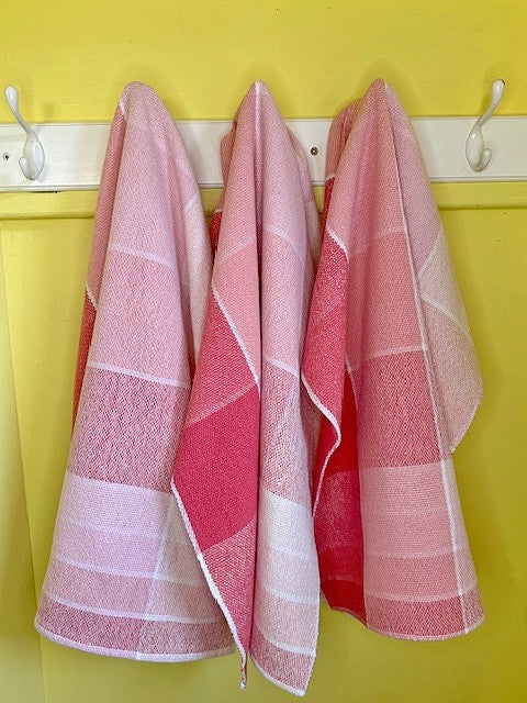 Handwoven Shades of Pink Tea Towels (100% Cotton)